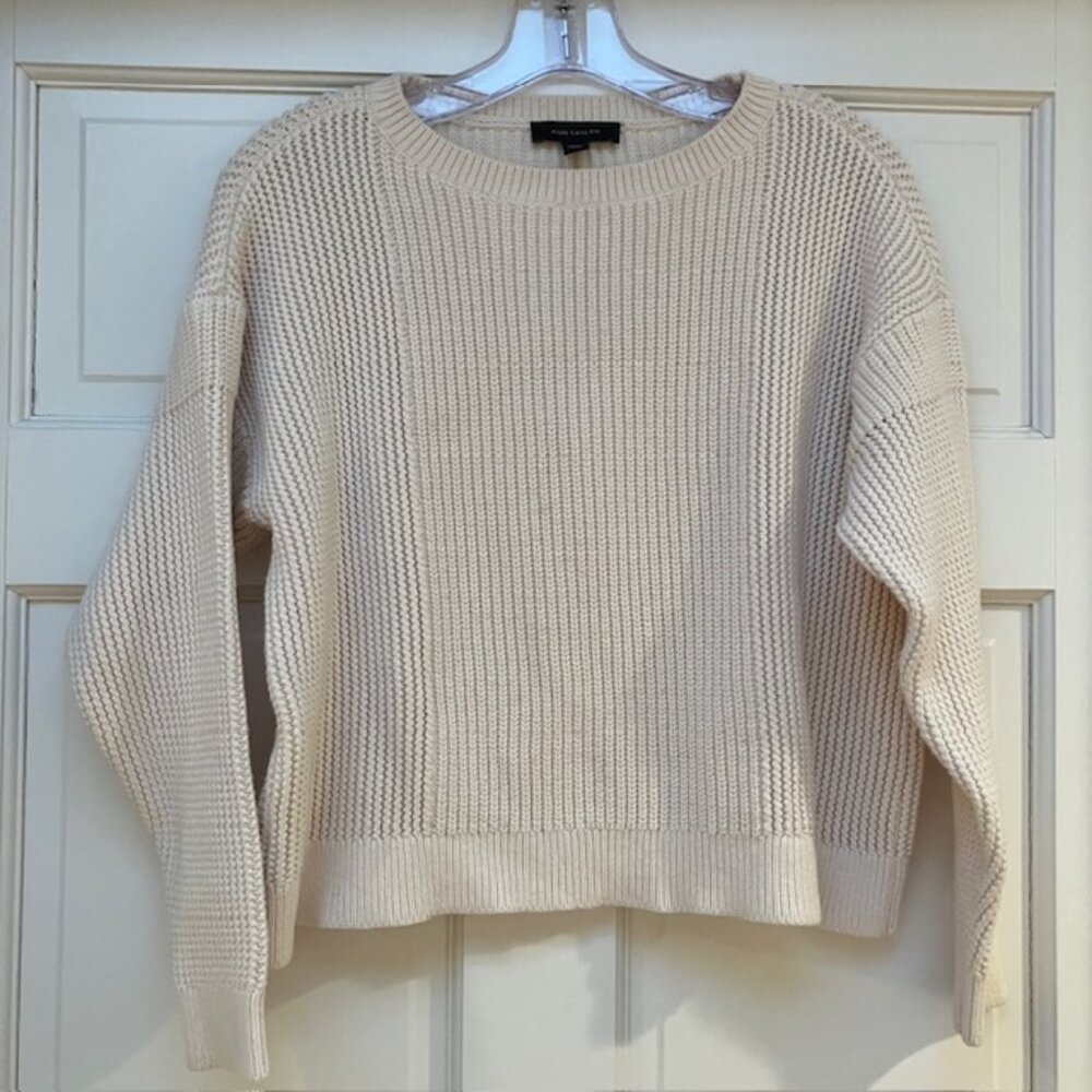 Ann Taylor Cream Colored Cotton Blend Crewneck sweater size S